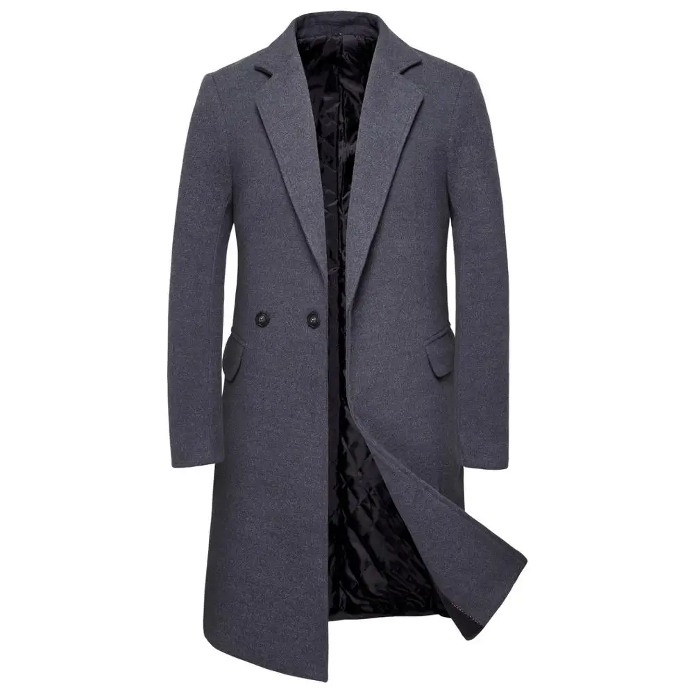 Winter Woolen Coat Male Double Breasted Overcoat Wool Men Coat Black Long Sleeve Thick Warm Blend Coat Winter Woolen Coat Male Double Breasted Overcoat Wool Men Coat Black Long Sleeve Thick Warm Blend Coat