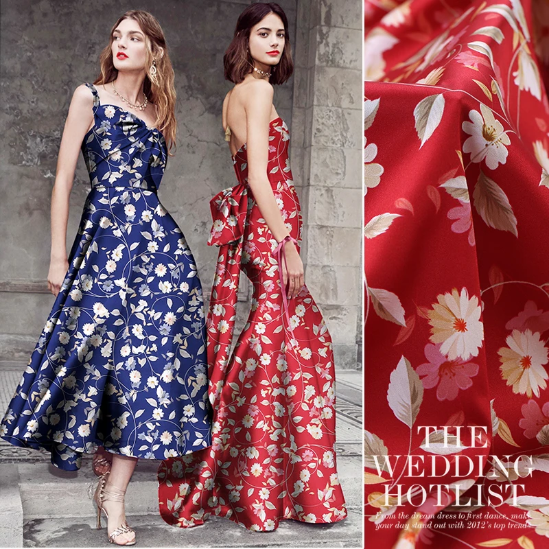 108 см Цветочная шелковая ткань с принтом МЕТР 19 мм шелковая ткань сатин-стрейч атласная рубашка платье печатная ткань шелковая ткань