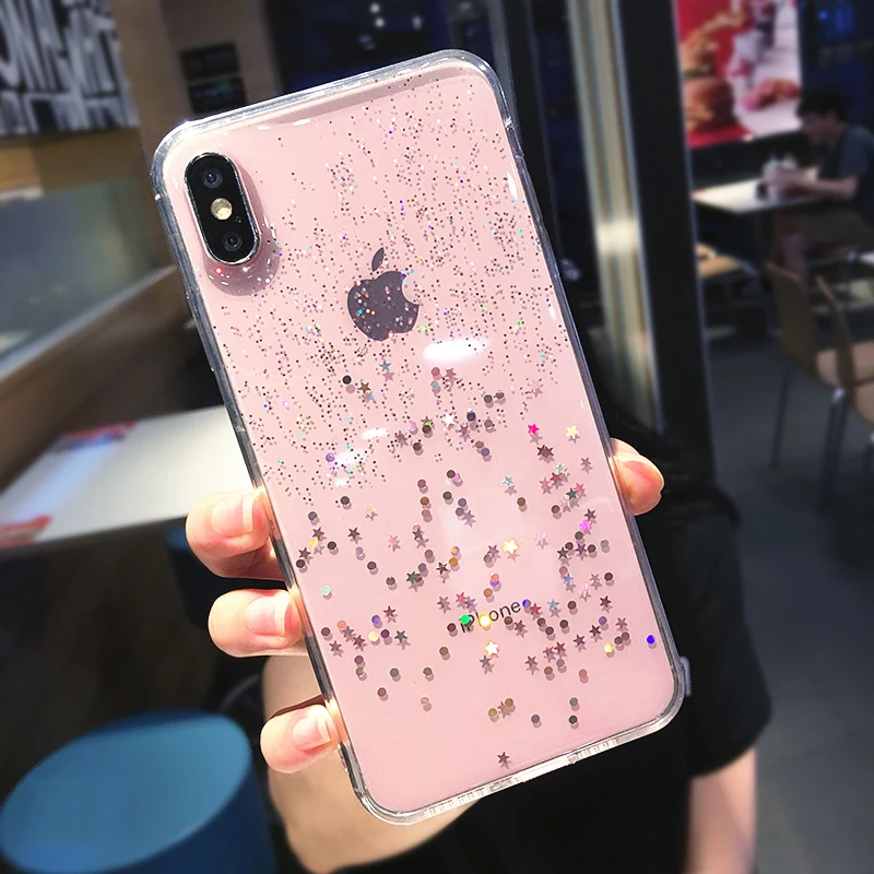 

Colorful Glitter Anti-Knock Case For iphone XS Max XR X XS 6 6s 7 8 Plus love Heart Phone Cover Protect Shell Cases Couple Gift