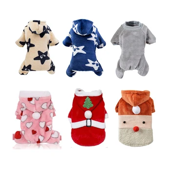 

Warm Pet Dog Hooded Pajamas Flannel Jumpsuit Clothes Winter Warm Pajamas Cute Thickening Hooded Jackets Cartoon Clothes Products