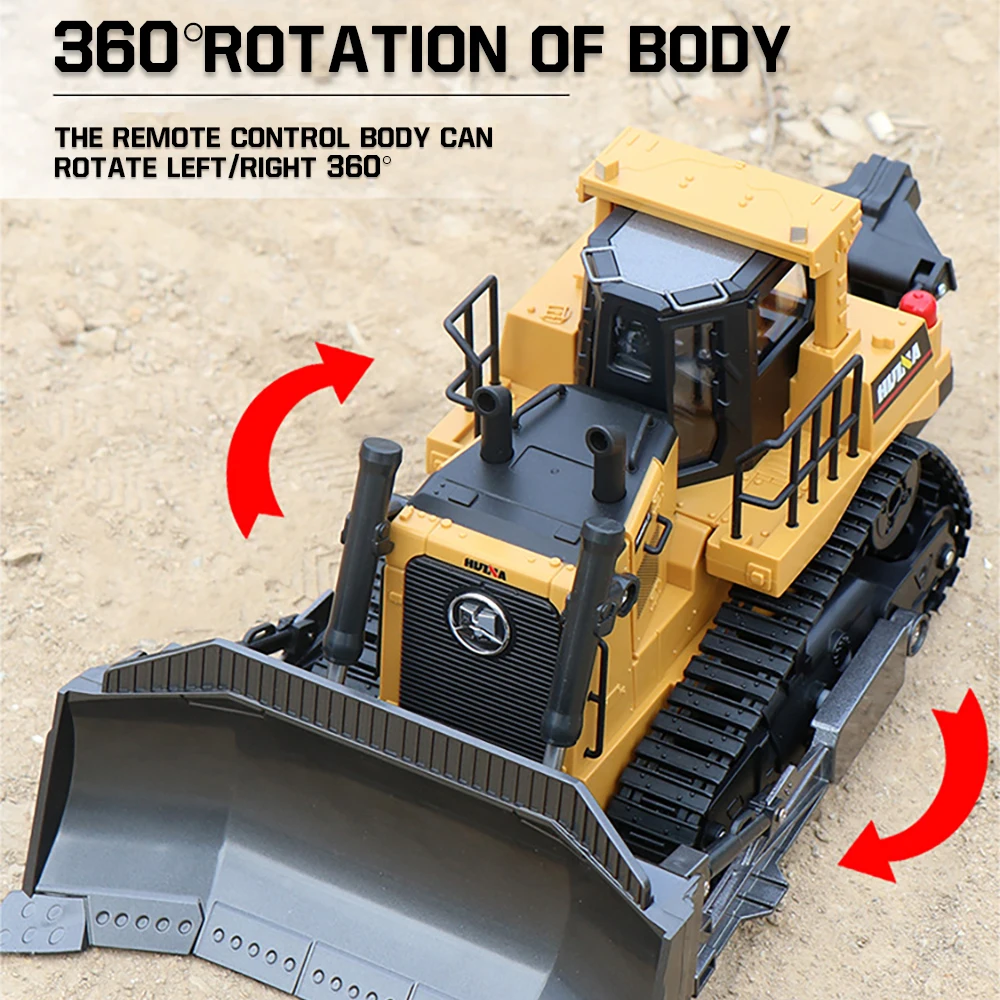 1:16 RC Car Toys HUINA RC Truck Remote Controlled Bulldozer Alloy Tractor Engineering Vehicle Car Model Toys for Boys Kids Gifts 3
