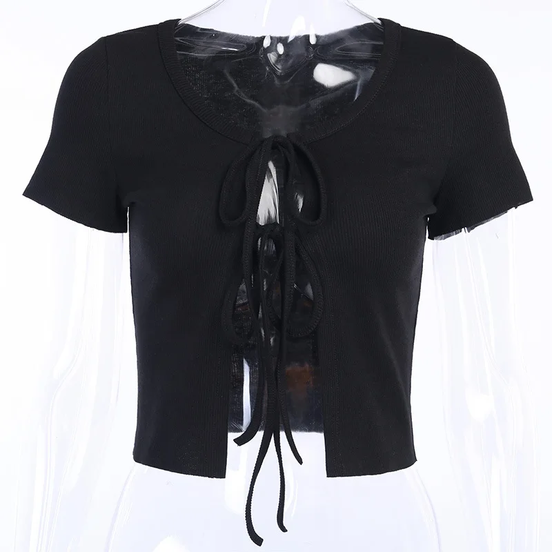 Casual Short Sleeves Design tshirt Women Streetwear Style Cotton Midriff Cardigan Sexy Women Clothing Designer 2020 Summer New