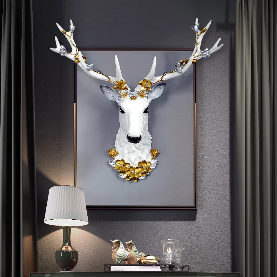 PROD 1005002409174143 Big Deer Head Statue Home Decoration Accessories
Abstract Sculpture Wall Hang Decor Elk Statues Living Room Mural Art
Craft gift