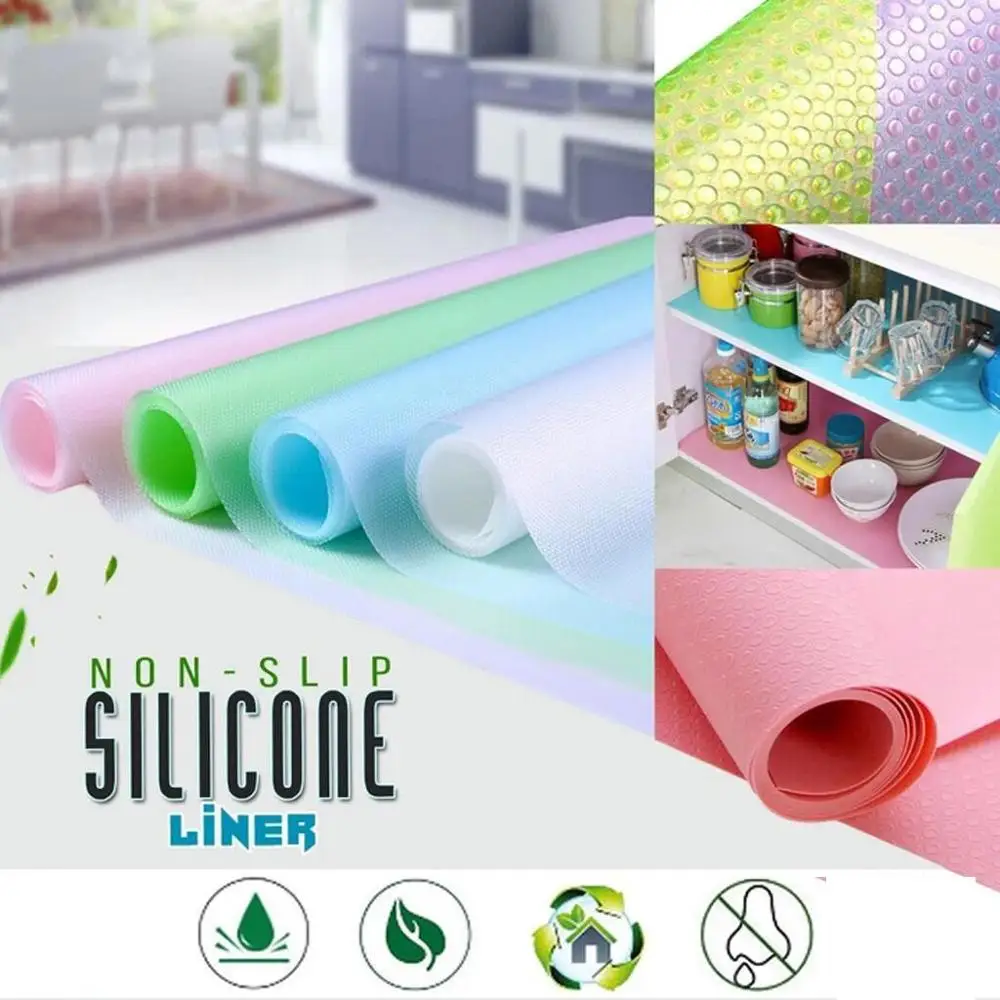 

Refrigerator Mats 4 Packs, EVA Refrigerator Liners Washable Can Be Cut Refrige kitchen non-slip silicone pad 150 x 45 cm &xs