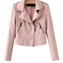 Кожаная куртка женские кожаные куртки пальто обтягивающий Байкерский мягкий на молнии для девочек кожаные Jaquetas De Couro feminina Женское пальто