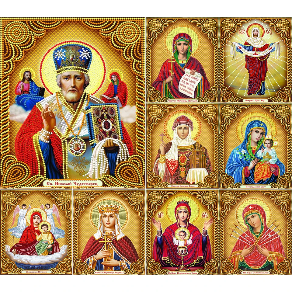 

Sale 5D DIY Diamond Painting Religion Icons Cross Stitch Kit Full Drill Embroidery Religious Mosaic Art Rhinestones Crafts Decor