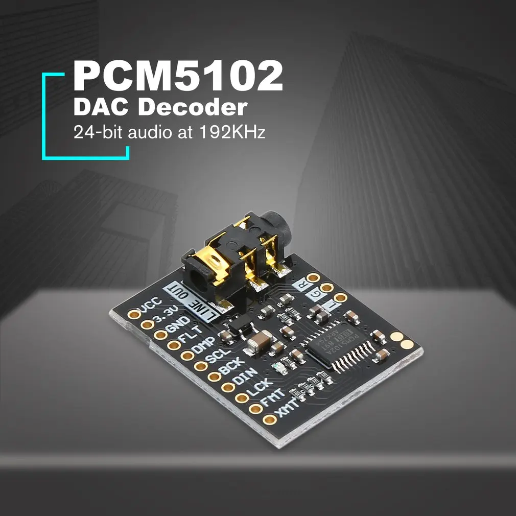 PCM5102 ЦАП звуковая плата декодер DAC pHAT 3,5 мм стерео джек 24 бит цифровой PLL аудио модуль ЦАП A/D конвертер