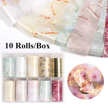 

10 Rolls/Box Holographics Nail Foil Sticker Panda Bamboo Holo Nail Art Transfer Sticker Water Slide Nail Art Decorations