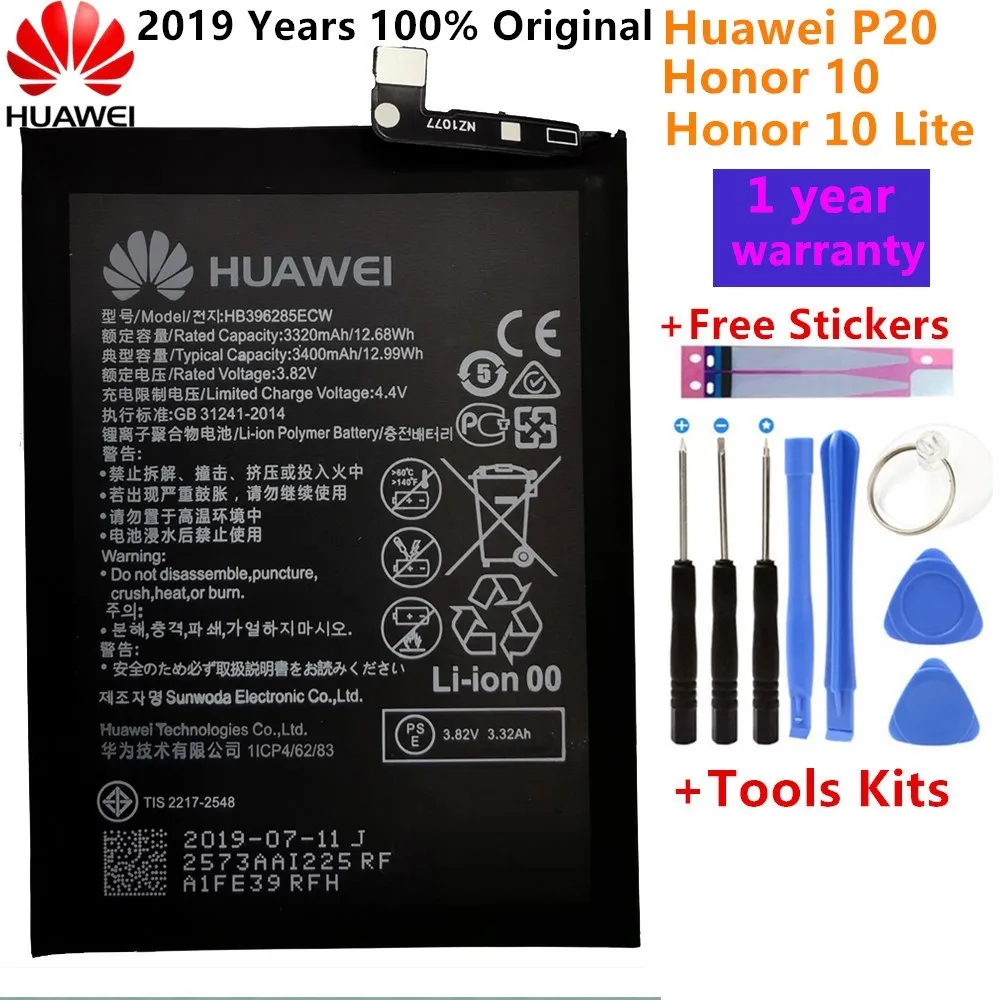 

100% Original Replacement Phone Battery HB396286ECW For Huawei Honor 10 Lite Honor10 Lite Pour P Smart 2019 Battery 3400mAh