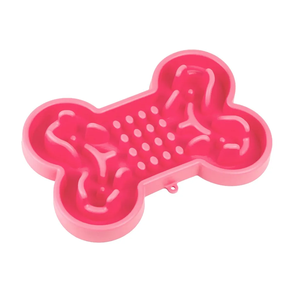 Pink Питомец медленная кормушка мягкая резиновая в форме кости собака медленная кормушка миски для предотвращения ожирения собаки аксессуары для животных - Цвет: Pink