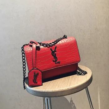 

Casual PU Leather Sling Handbag Purse Women Elegant Chain Shoulder Crossbody Bag Popular Simple Female Daily Bag