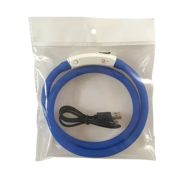 Светящиеся ошейники для собак, кошек, USB Перезаряжаемый мигающий ночной ошейник, светодиодный светильник, USB ошейник для собак, светящийся ошейник для животных - Цвет: Синий