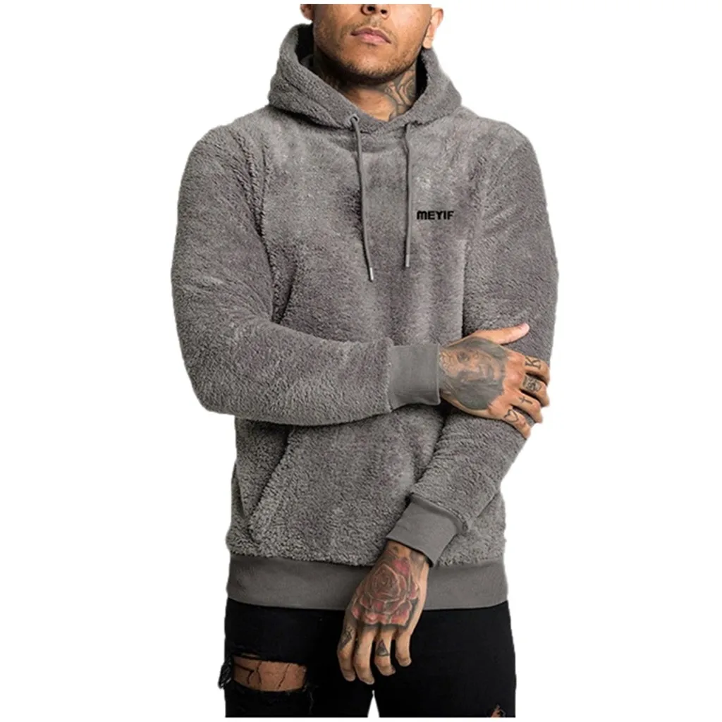 Men Winter Warm Sweatshirt Double-sided Plush Long Sleeve Hoodie Sweatshirt Pullover Tops High Quality Comfy Simple Sweatshirt 2