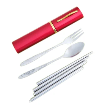 

3 PCS Camping Cutlery with Fork, Spoon and Chopsticks, Stainless Steel