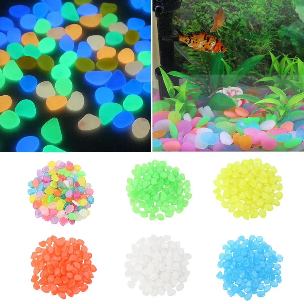 

100Pcs/Set Glow In The Dark Pebbles Stone Garden Fish Tank Walkway Decoration