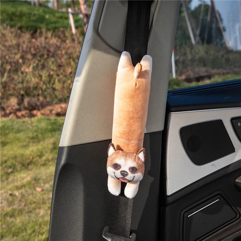 B- Corgi Herbabe детские автомобильные накладки на ремень безопасности Мультяшные животные ремень безопасности коврик для детей взрослых 3D авто Carseat ремни ремень жгут чехол - Цвет: B- Corgi