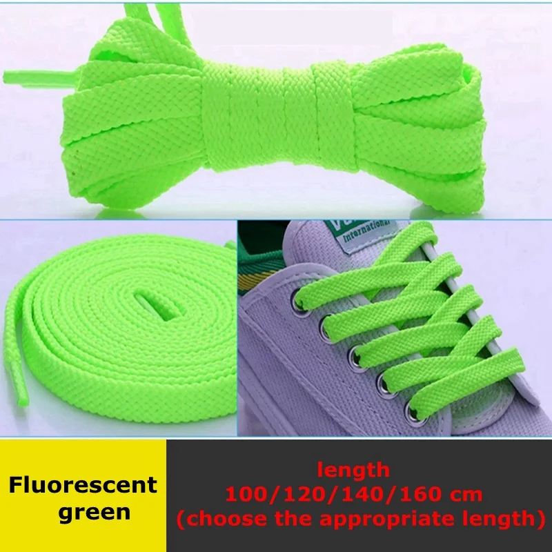 Fluorescent green 1 пара классических плоских шнурков, двойные полые тканые шнурки для обуви 100 см/120 см/140 см/160 см, шнурки для спорта и отдыха на открытом воздухе - Цвет: Fluorescent green