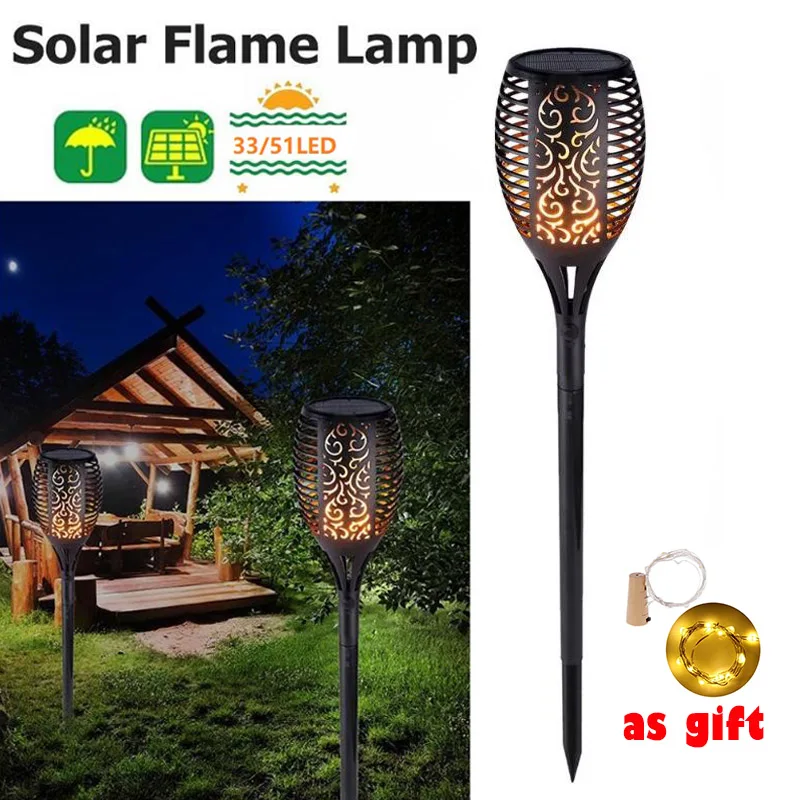 

Garland Solar Flame Lamp Flickering IP65 Waterproof LED Garden Light Lawn Lamp Path Lighting Torch Light Spotlight Rechargeable