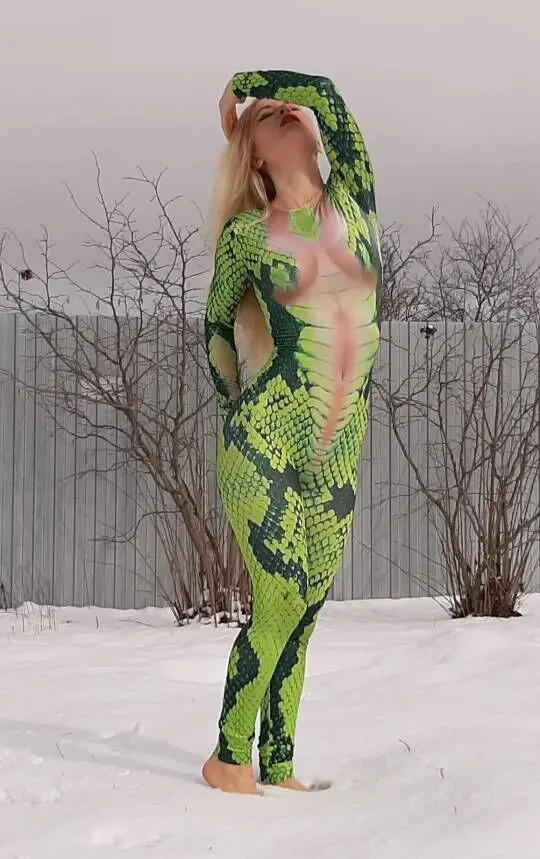 Личность Змея комбинезон Татуировка 3D печати Купальник эластичный для ночного