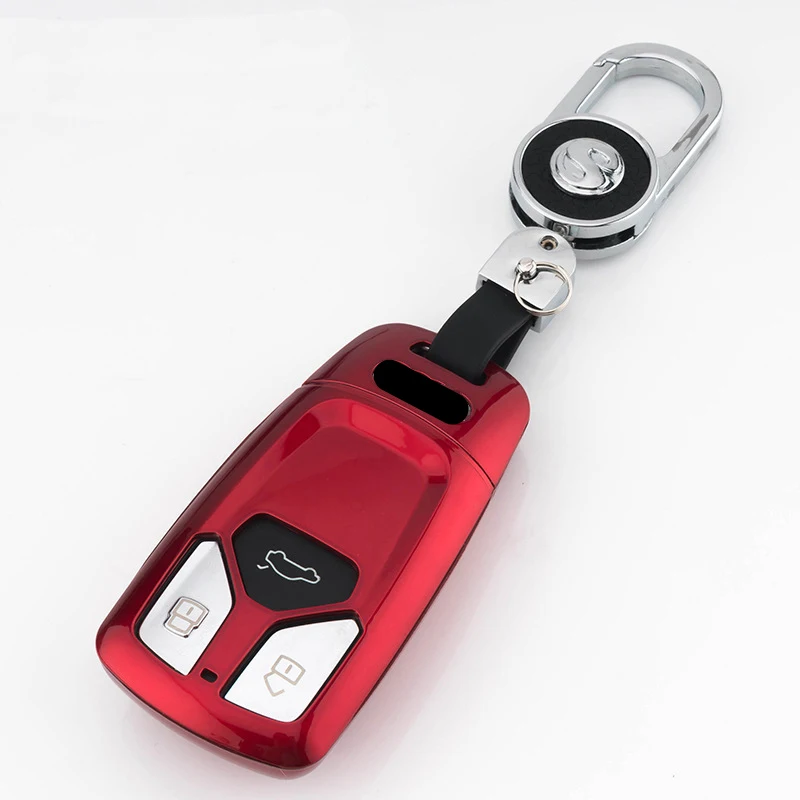 B-red-keychain Чехол для автомобильных ключей с краской для Audi A4, новинка, A4L, A5, A6L, QT, S5, S7, Q7, TTS, автомобильный брелок, набор, автомобильный держатель для ключей, автомобильные аксессуары для салона автомобиля - Название цвета: B-red-keychain