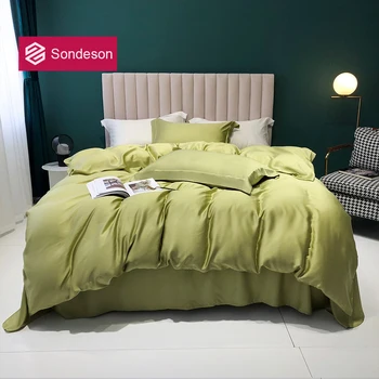 

Sondeson Beauty Green 100% Silk Bedding Set Luxury Healthy Skin Duvet Cover Bed Linen Pillowcase Flat Sheet Or Fitted Sheet Set