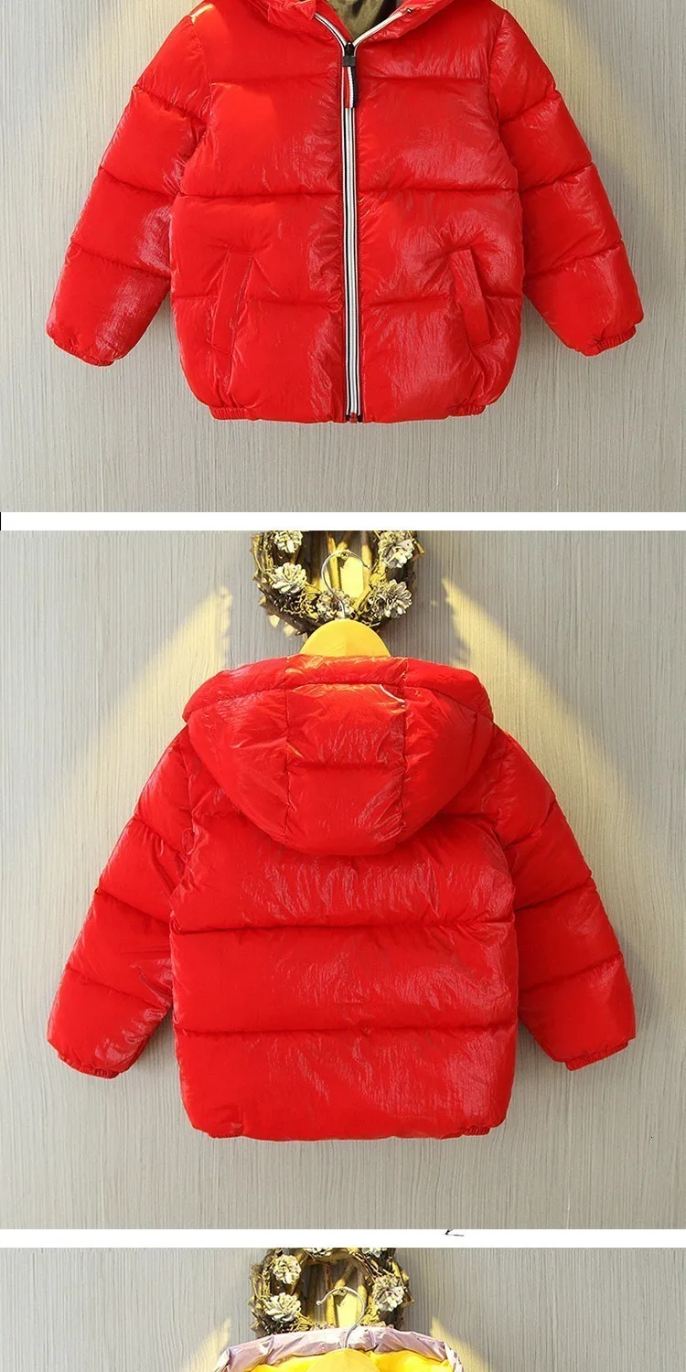 Детская зимняя куртка для девочек; Цвет серебристый, золотой; повседневное пальто с капюшоном для мальчиков; одежда для малышей; Верхняя одежда; детская парка; водонепроницаемый Зимний комбинезон