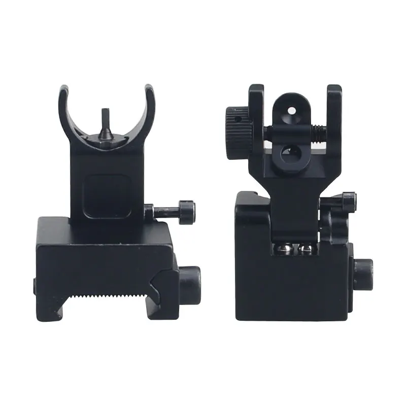 Tactical Baixa Flip up Frente Traseira Vista de Ferro Conjunto Dupla Meia Lua Forma Buis Pontos Turísticos para 20 mm Montagem de Caça Rifle Airsoft Lunetas Riflescopes 5 High Quality Esporte e Lazer
