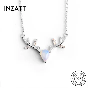 

INZATT Real 925 Sterling Zircon Deer Pendant Choker Necklace For Fashion Women Cute Fine Jewelry Minimalist Accessories 2020