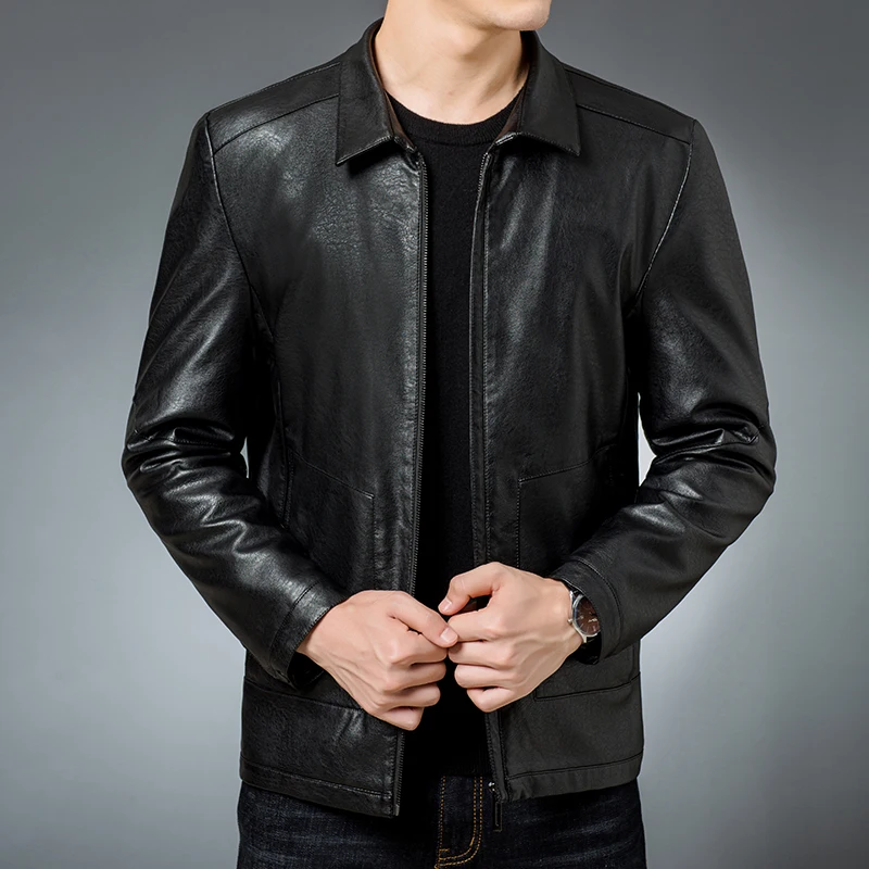 Винтажная мужская куртка из натуральной коровьей кожи размера плюс пальто