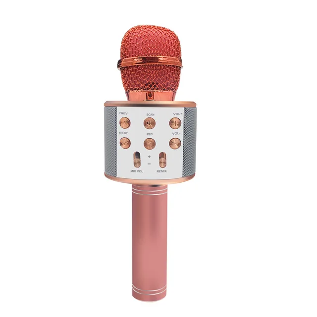 Pink Профессиональный беспроводной микрофон динамик Ручной Bluetooth микрофон караоке микрофон музыкальный плеер для вокала, с рекордером KTV - Цвет: Pink