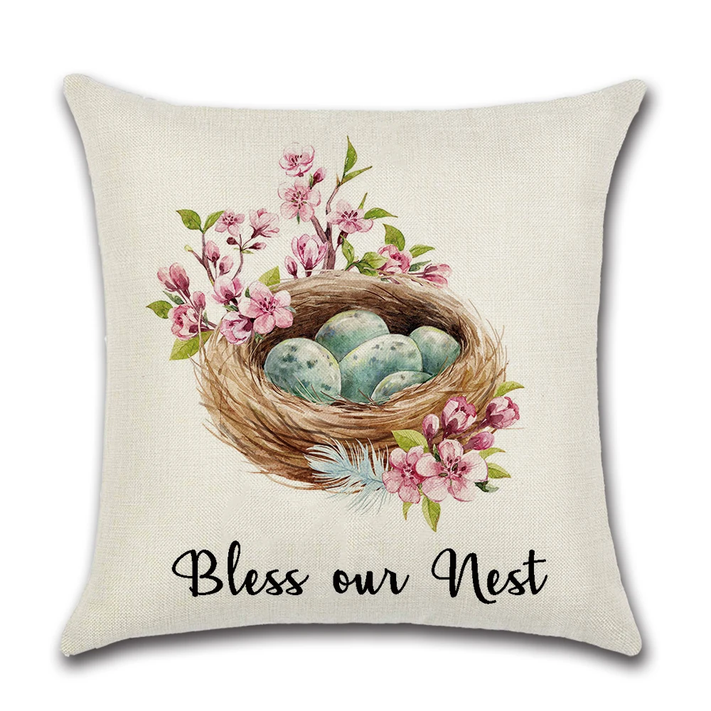 1pcs cute Rabbit truck Easter Print Cushion Cover Throw Pillow Cover Nordic Room Decoration for Home Car Sofa Couch