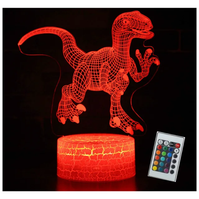 3D иллюзия динозавра 7 цветов светодиодный пульт дистанционного управления Сенсорный спящий ночной Светильник животное светильник светится в темноте игрушка мальчик подарок на день рождения - Цвет: 05 Crack base