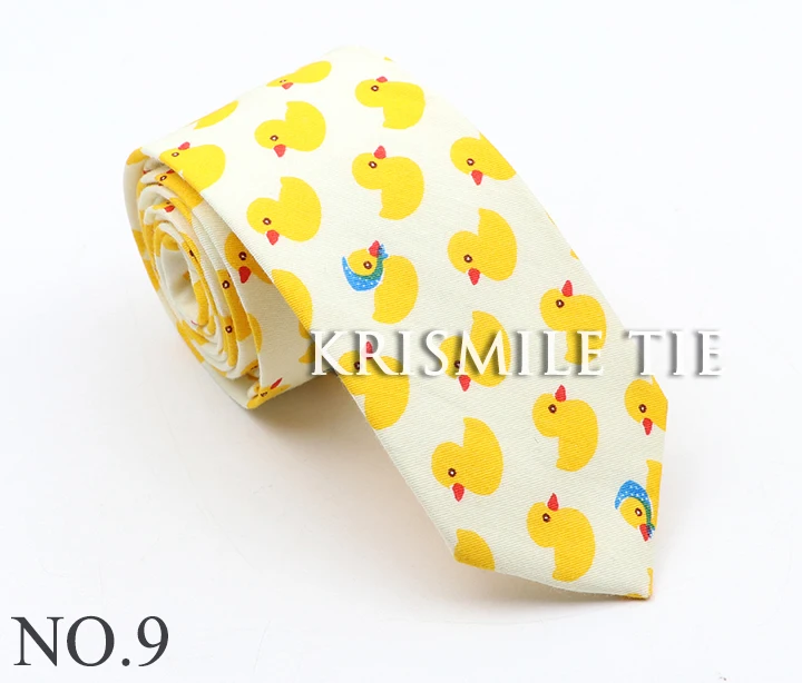 Neue männer Cartoon Print Krawatte Für Männer Frauen Dünne Bunte Baumwolle Krawatte Ente Bär Banane Früchte 6CM Schmale lustige Cravate Geschenk – Detail 12