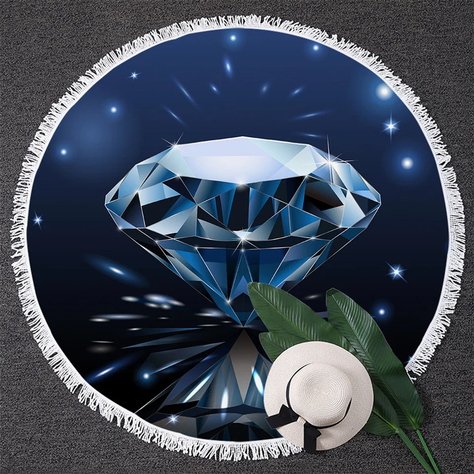 Blessliving Diamond круглый пляжное полотенца Роскошные блестящие гобелены геометрический Большое банное полотенце для взрослых 3D печати Toalla