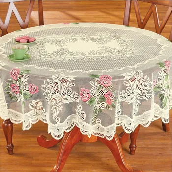 

Round White Lace Tablecloth Dining Table Cover Cloth Vintage Floral Rose Cover Elegant Dining Tablecloth Table tablecloth round