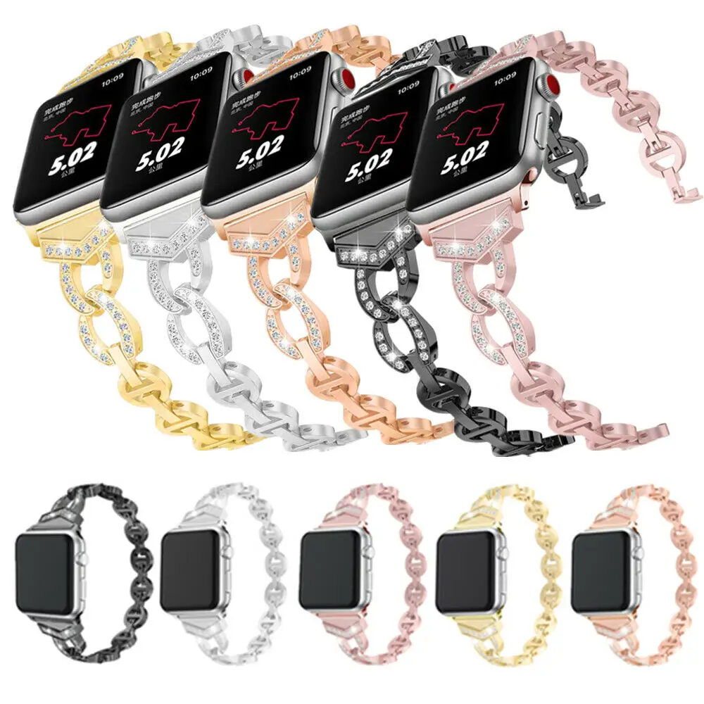 Бриллиантовый ремешок для часов Apple Watch 38 мм 42 мм 40 мм 44 мм для Iwatch Series 4 3 2 1 ремешок из нержавеющей стали браслет