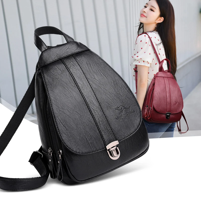 Популярные женские кожаные рюкзаки, высокая емкость, сумка на плечо, модные школьные сумки для девочек-подростков, рюкзак для отдыха и путешествий
