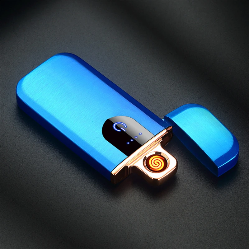 USB перезаряжаемая Зажигалка Ветрозащитная беспламенная Электронная зажигалка тонкая сигаретная Зажигалка сенсорная Индукционная зажигалка
