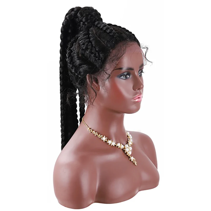 

22 inches 360 Full Lace Braid Wig Synthetic Lace Front Wig for Black Women Ponytails Full Hand-made Braided Wigs with Baby Hair
