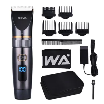 

Professional Waterproof Hair Trimmer LED Display Men's Haircut Cutting Machine Grooming Low Noise Clipper Titanium Ceramic Blade