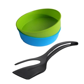 

Silicone Mould Bakeware 26cm/10Inch & 2 In1 Fried Egg Turners Bread Tongs Egg Spatula Silicone Flip Pancake Turner