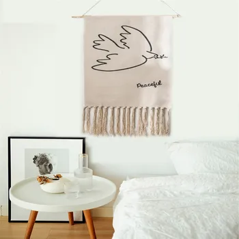 

Nordic Tapestry Portrait Pigeon Cloth Hanging Blanket Fabric Home Decoration Accessories Japan Korean Dorm Dormitory Wall Decor
