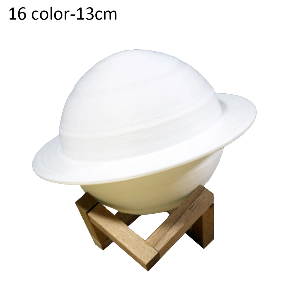 16 color 13cm Лампа Сатурна с держателем, 3D принт, зарядка через usb, лунная лампа с регулируемой яркостью, пульт дистанционного управления, Ночной светильник для спальни, подарок для детей и взрослых - Испускаемый цвет: 16 color 13cm