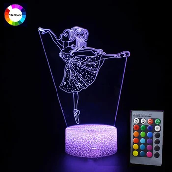 

7 Colors Ballet Dancing 3D Lamp Illusion Flash Night Light with Remote Control Colorful LED Night Table Lamp Birthday Gifts
