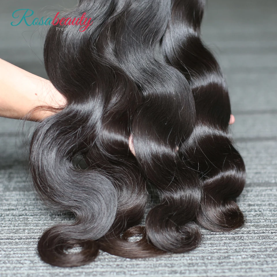 [Rosabeauty] OneCut волосы для тела волна 8-30 дюймов H бразильские человеческие необработанные волосы натуральный цвет 3 пучка с закрытием