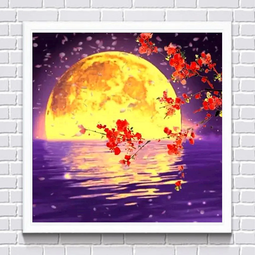 5D алмазная живопись пейзаж сделай сам Полный алмаз луна дерево Набор для вышивки