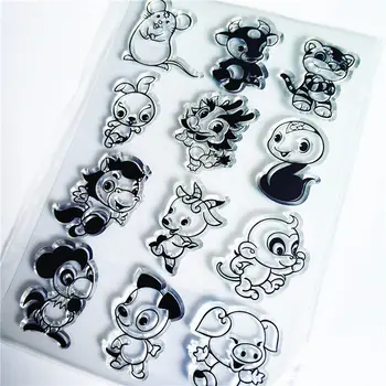 

11*16cm Chinese zodiac Transparent Clear Stamps / Silicone Seals Roller Stamp for DIY scrapbooking photo album/Card Making