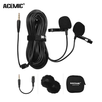 

ACEMIC mini Dual Head mic Lavalier Microphone Mic Lapel Clip-on Omni-directional Condenser with 3.5mm Connector for Youtuber