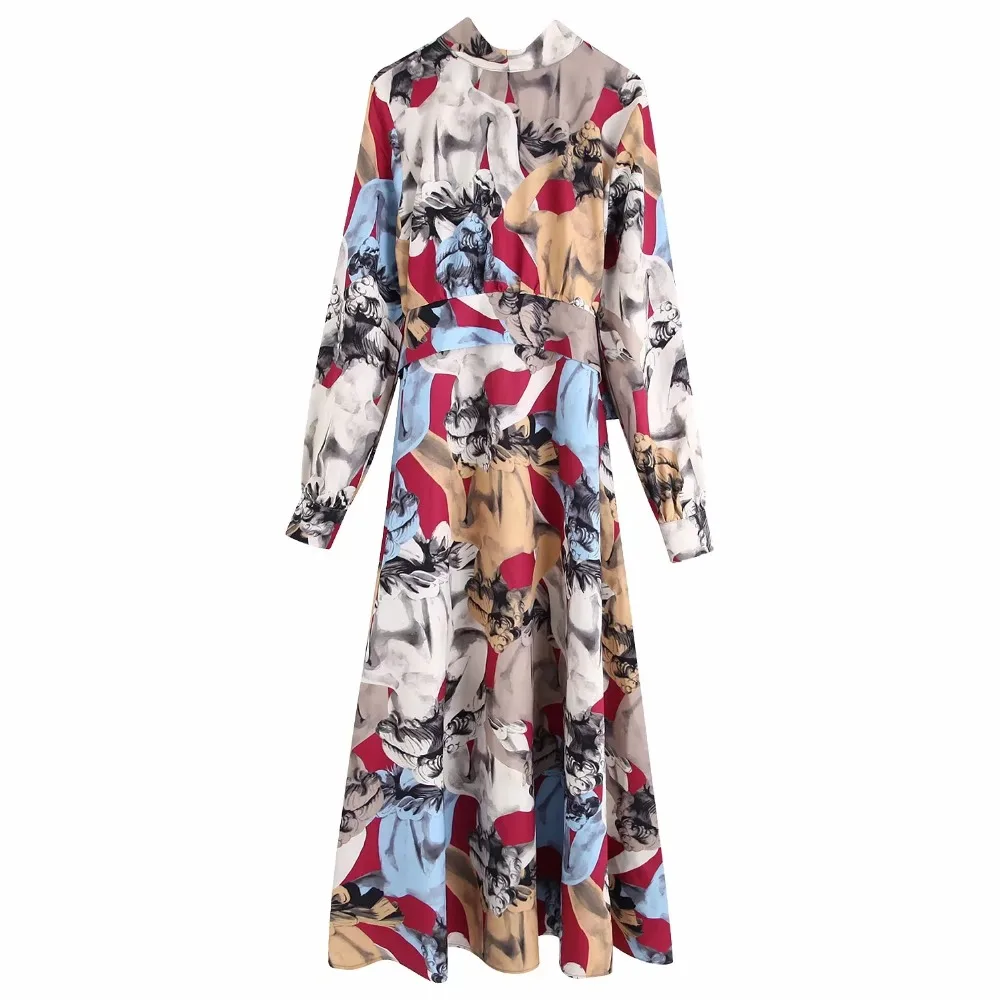 england vintage court Geometric printing party long dress women vestidos vestidos de fiesta de noche maxi dress blazer