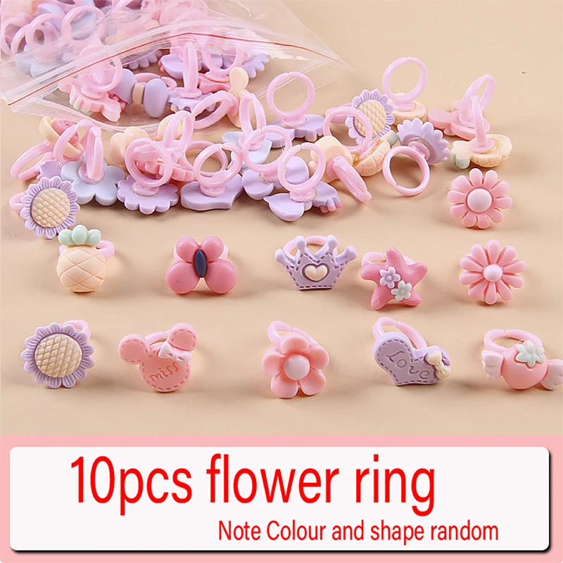 10pcs/lot Children's Cartoon Candy Animal Bow Shape Ring Set Mix Girl Jewellery Rings Kid Toy Gift